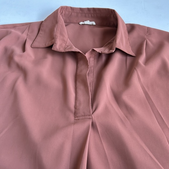 Jodifl rust split neck collar dolman sleeve hi lo oversized blouse - Picture 14 of 16